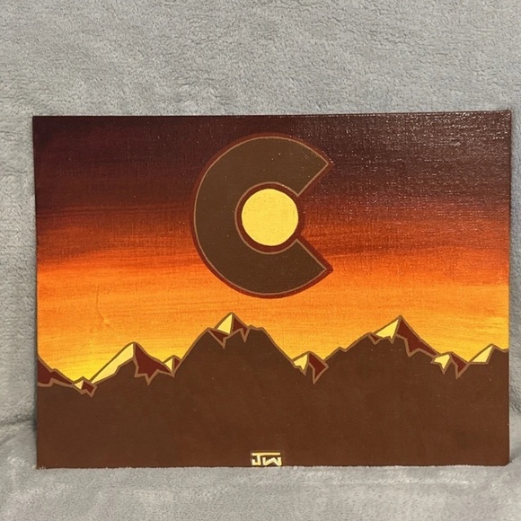 Original Art by Colorado Artist Acrylic Paint on Framed Canvas 9 X 12 - Picture 1 of 4